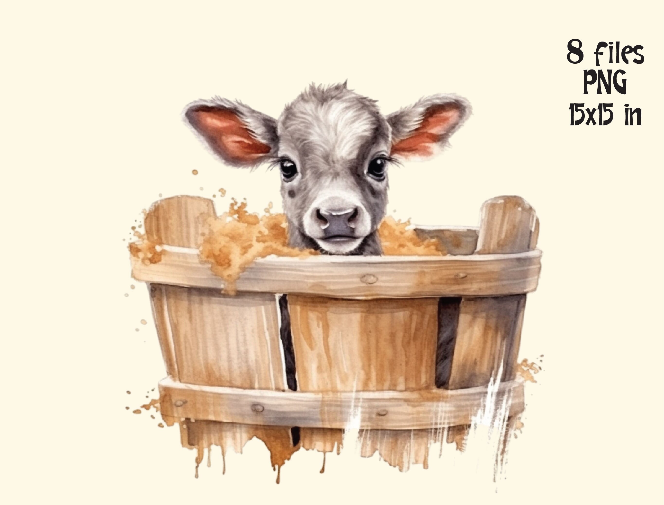 Watercolor Baby Cow Clipart PNG, Cute Calf Farm Sublimation - Etsy