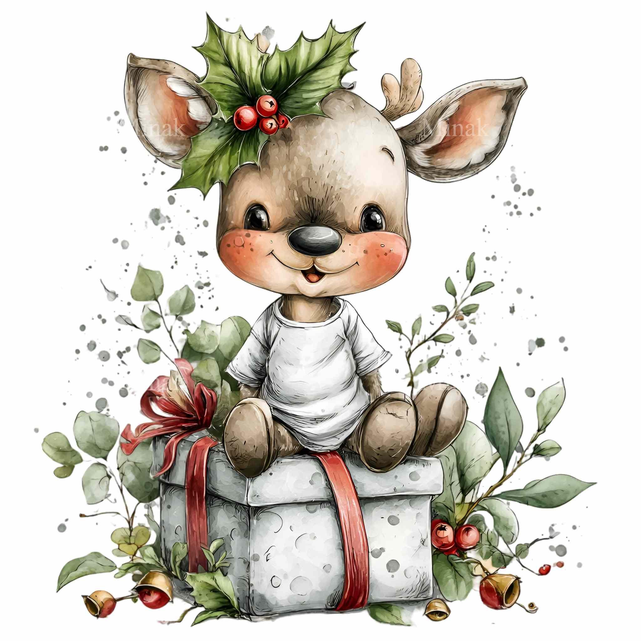16 PNG Cute Reindeer Clipart – Christmas PNG – Holiday Digital Download ...