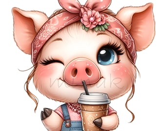 Pig Bandana Cute T-Shirt For Girl And Women. Gift Awesome Pig Bandana Cute T-Shirt For Girl And Women. Gift Awesome