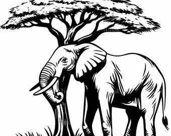 5 SVG Elephant Savannah Scene, African Wildlife Cut File (Digital Download)