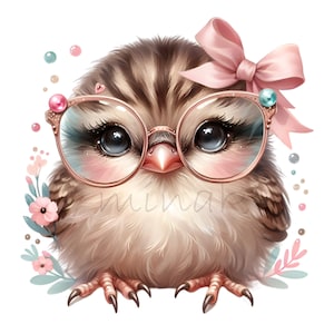 Oiseau clipart, clipart moineau, 12 PNG aquarelle couleurs pastel chambre d'enfant, clipart fête Invitation, imprimable, téléchargement numérique, sublimation