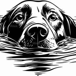 4 SVG Swimming Dog SVG Cut File - Labrador Retriever Emerging from Water - Pet Digital Art for Cricut and Silhouette
