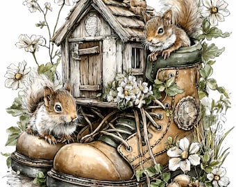 12 PNG Ekorre Stövelhus Skog Fé Stuga Sko Clipart