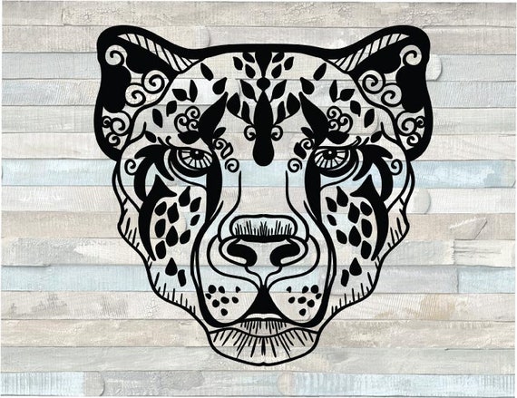 Download Cheetah Face Svg Black Jaguar Mandala Shirt Floral Leopard Etsy