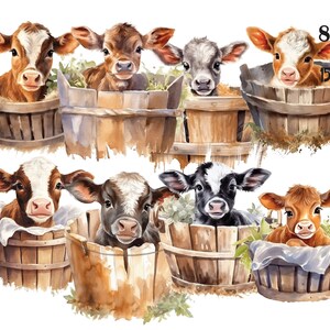 Watercolor Baby Cow Clipart PNG, Cute Calf Farm Sublimation - Etsy ...