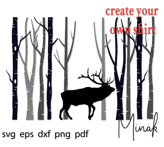 Download Winter Scene Svg Deer Pine Tree Forest Svg Etsy
