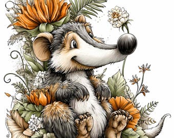 14 PNG Ameisenbär Tropische Tiere Clipart, Kinderzimmer Kinder Party Dekor