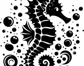 5 Seahorse Svg Ocean Animal Graphic Underwater Bubble Clipart Art
