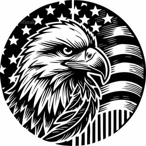 7 SVG Patriotic Eagle SVG – Arquivo de corte da bandeira dos EUA – Clipart americano para camisetas de 4 de julho, artesanato militar e projetos Cricut