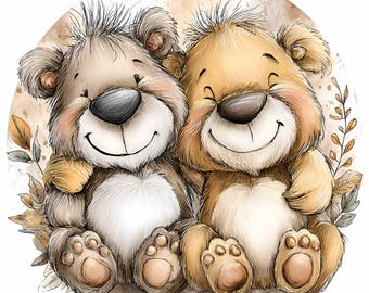 15 PNG Two Bears Hugging Clipart, Sibling Sublimation Nursery