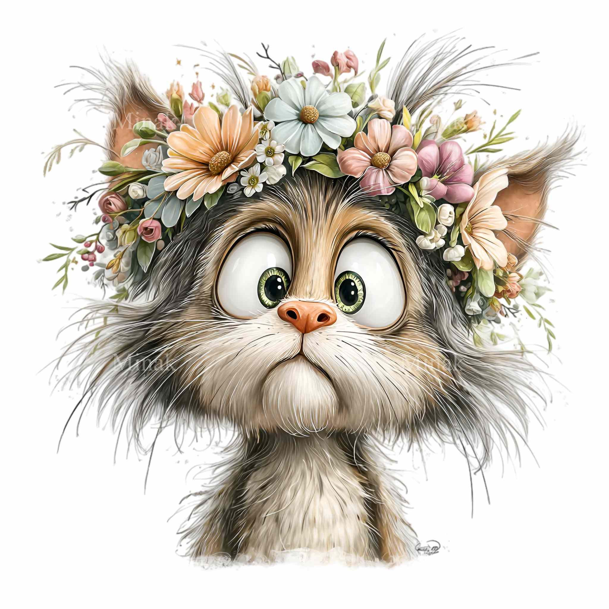 15 PNG Flower Crown Cat Clipart – Kitten Nursery Art (digital Download ...