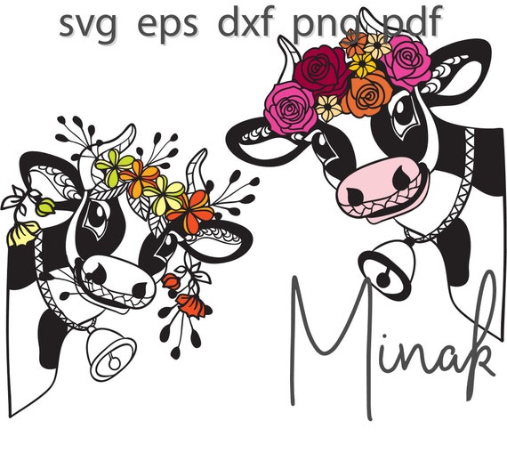 Download Vector Floral Cow Clipart Design Heifer Silhouette Cow Svg Cut File Instant Download Mandala Elephant Clipart Art Collectibles Drawing Illustration Minyamarket Com