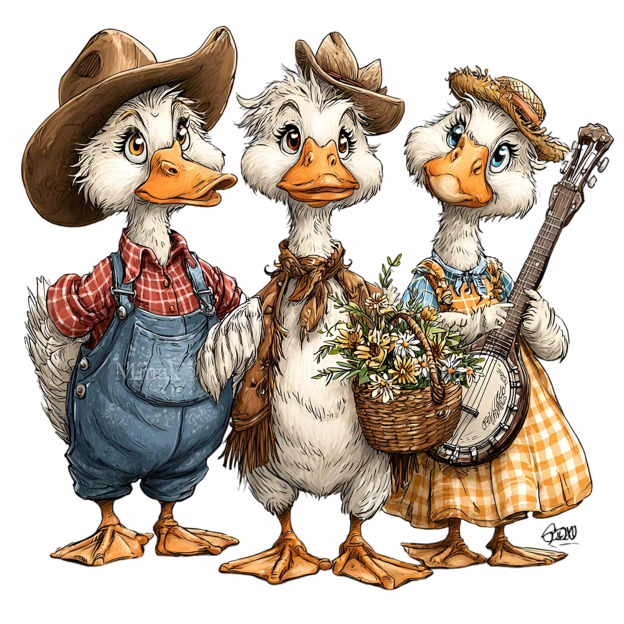 14 PNG Singing Geese Clipart – Cute Goose PNG – Funny Farm Animal Art ...