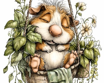 14 PNG Sovande marsvinsgunga Clipart, Botanisk blomsterträdgård
