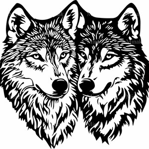 4 paire de loups SVG, fichier coupe majestueux loups sauvages, clipart Animal Tribal, Silhouette de prédateur de la forêt pour Cricut & Laser