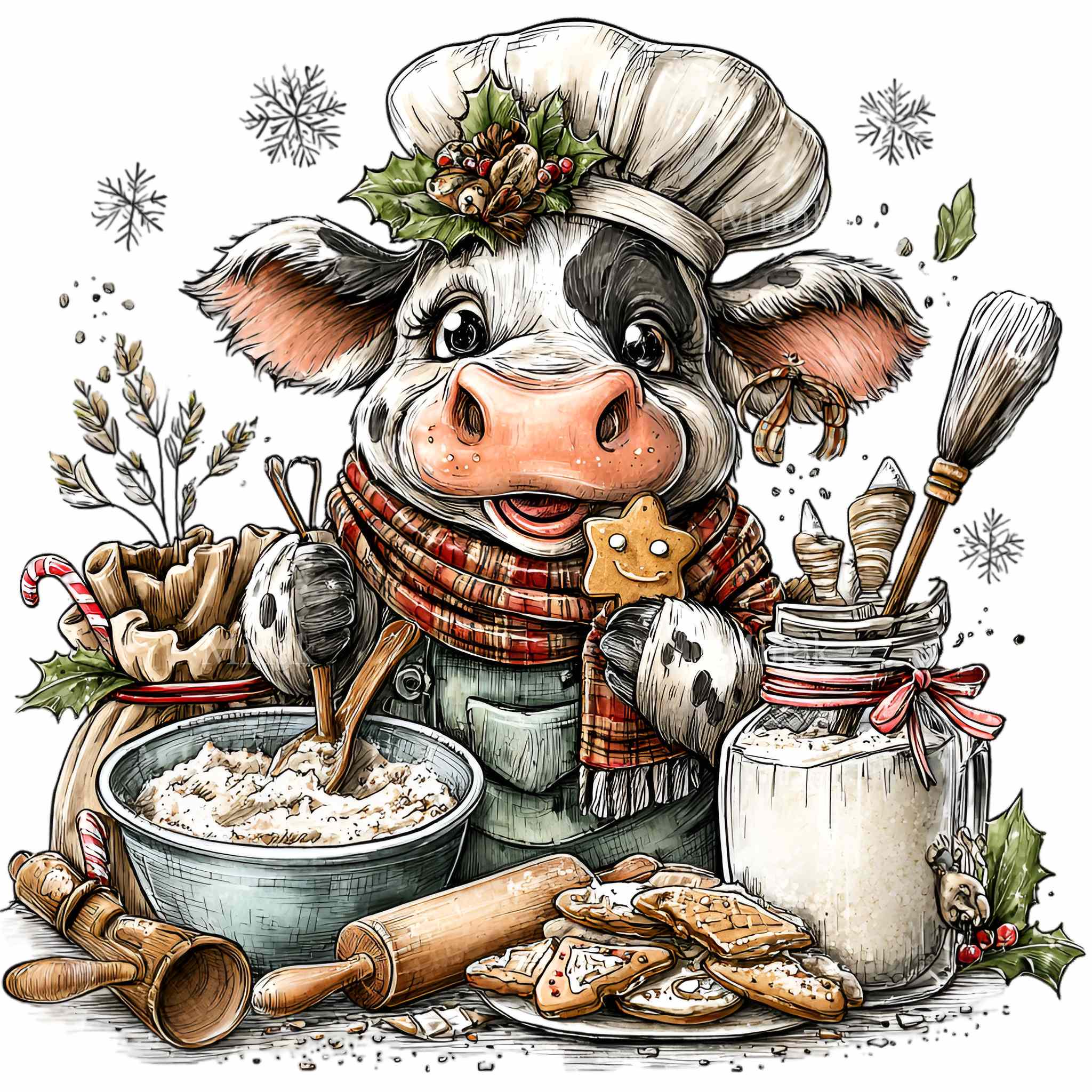 10 PNG Christmas Baking Cow Gingerbread Kitchen Calf Clipart - Etsy