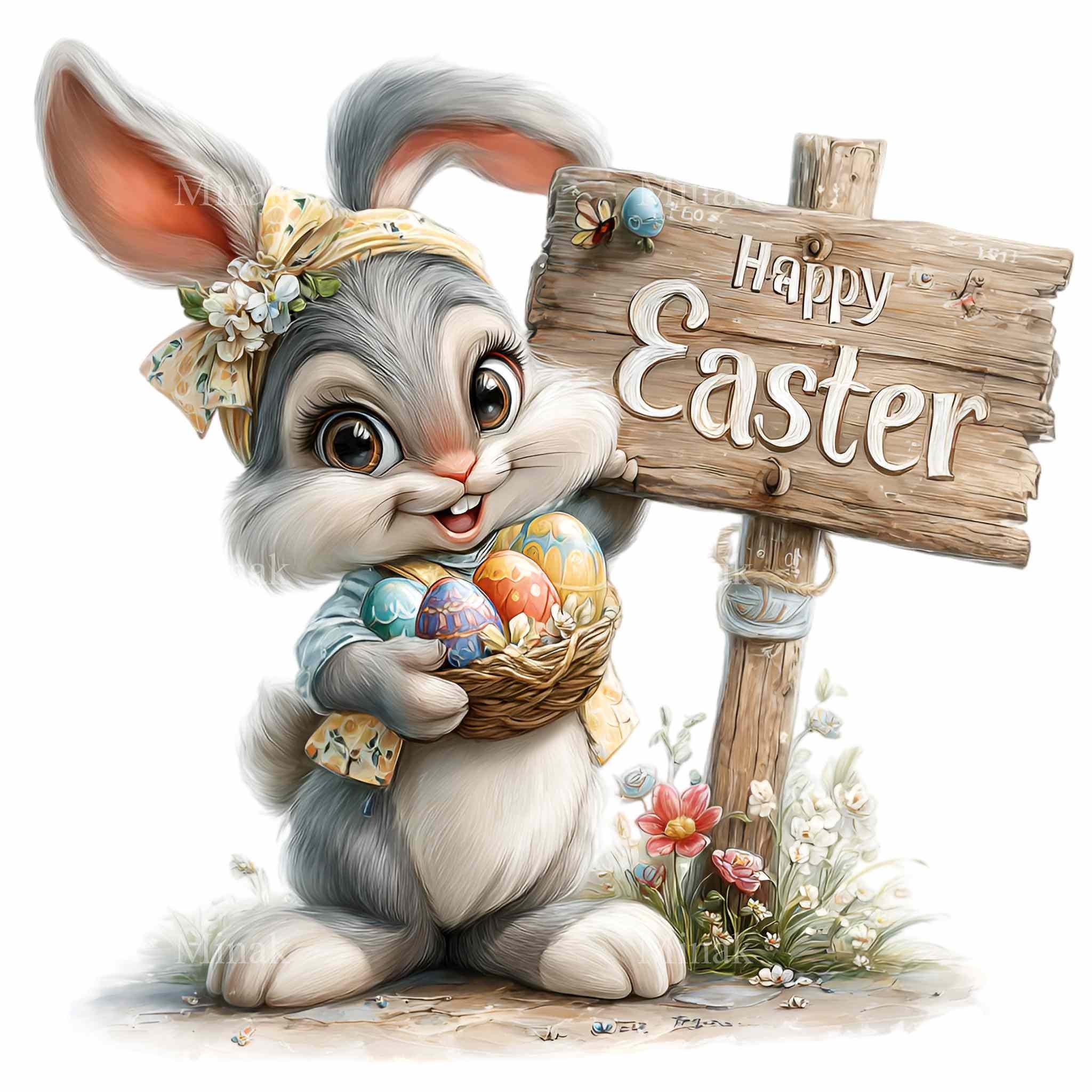 16 PNG Easter Rabbit Clipart, Happy Holiday Bunny Illustration, Spring ...