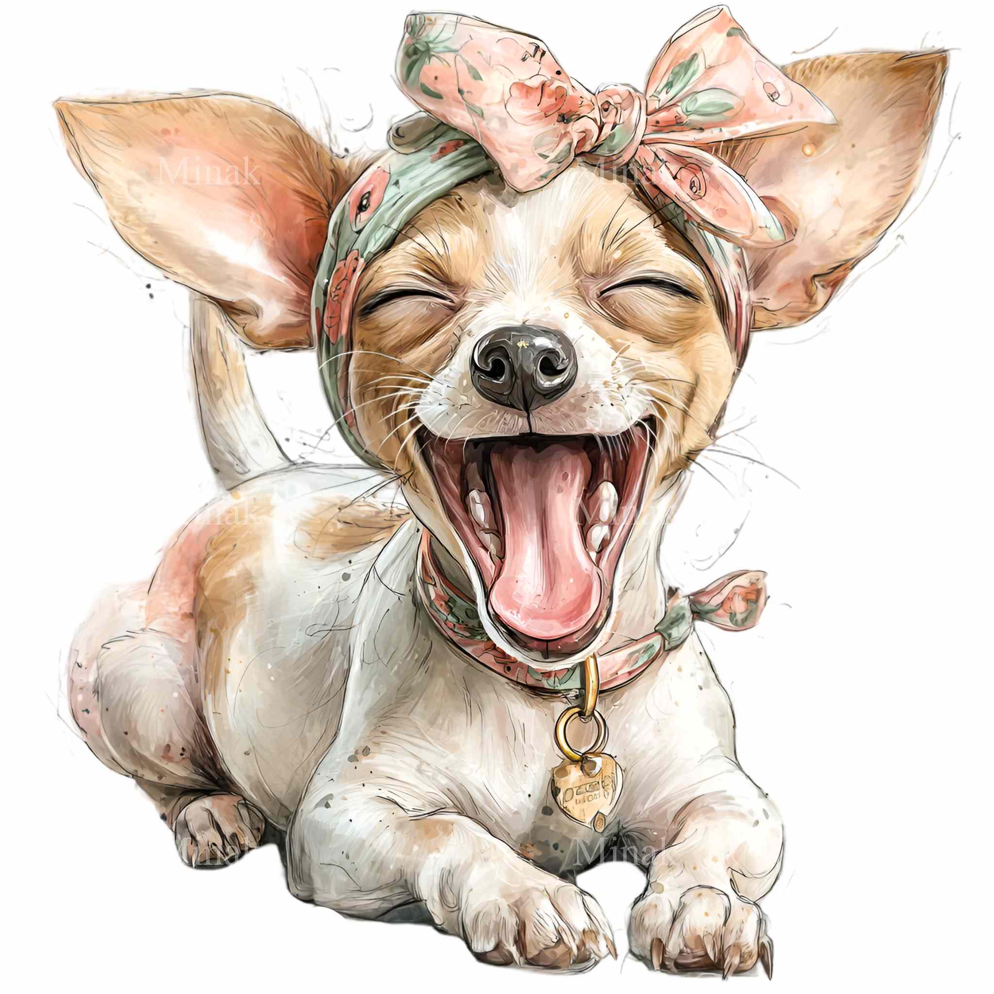 16 PNG Funny Dog Clipart – Happy Puppy Illustration With Bow Jewelry ...