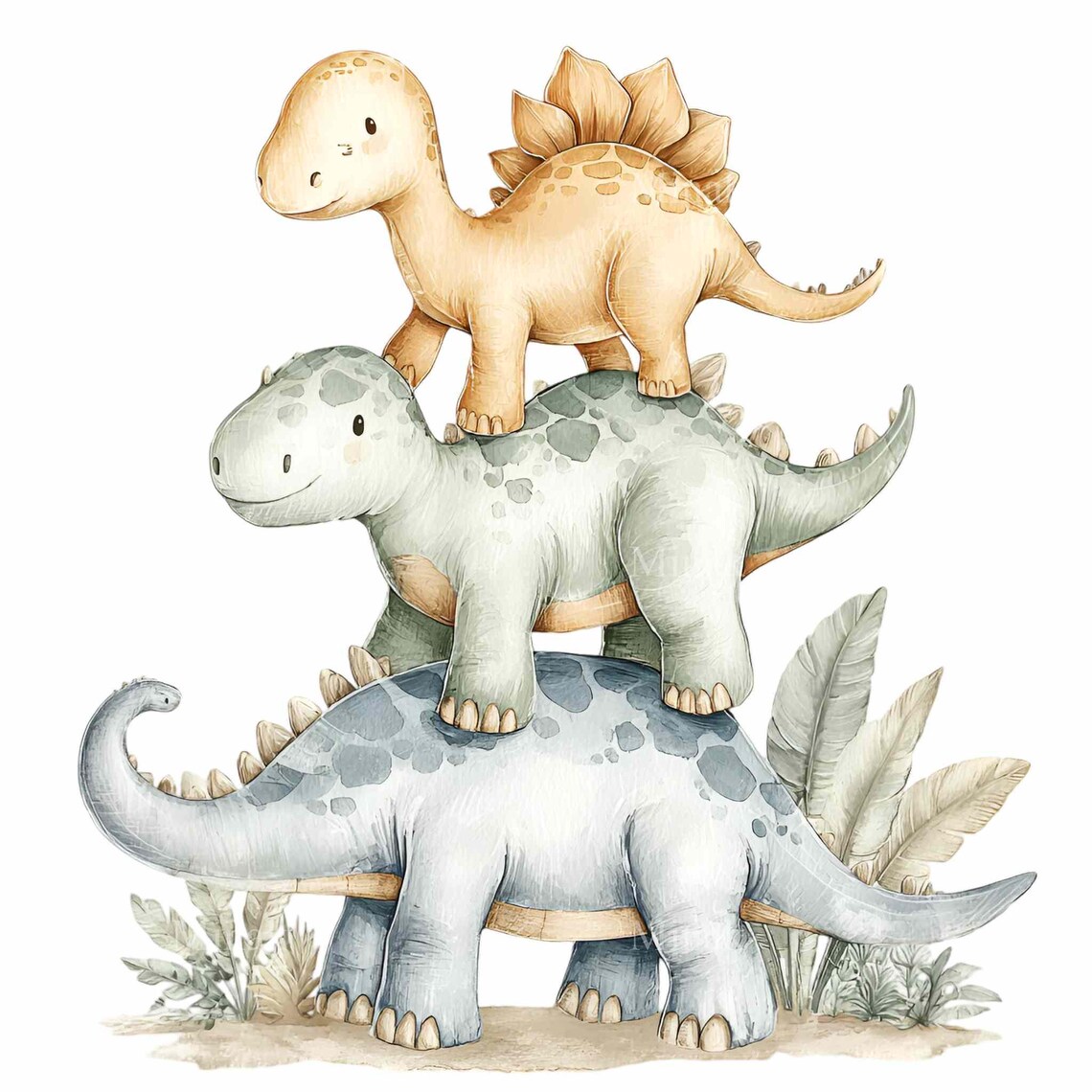 21 PNG Dinosaur Clipart Watercolor – Baby Dino Stack Illustration ...