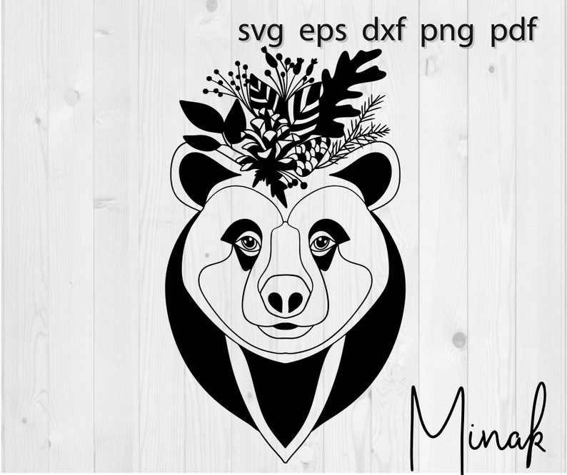 Download Bear flower crown svg floral bear baby shirt drawing ...
