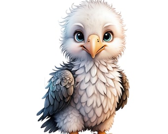 23 imágenes PNG de águila bebé, ilustración de aves del bosque, arte infantil, descarga digital imprimible