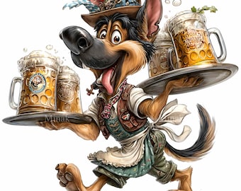 12 PNG German Shepherd Beer Clipart – Funny Pub Dog