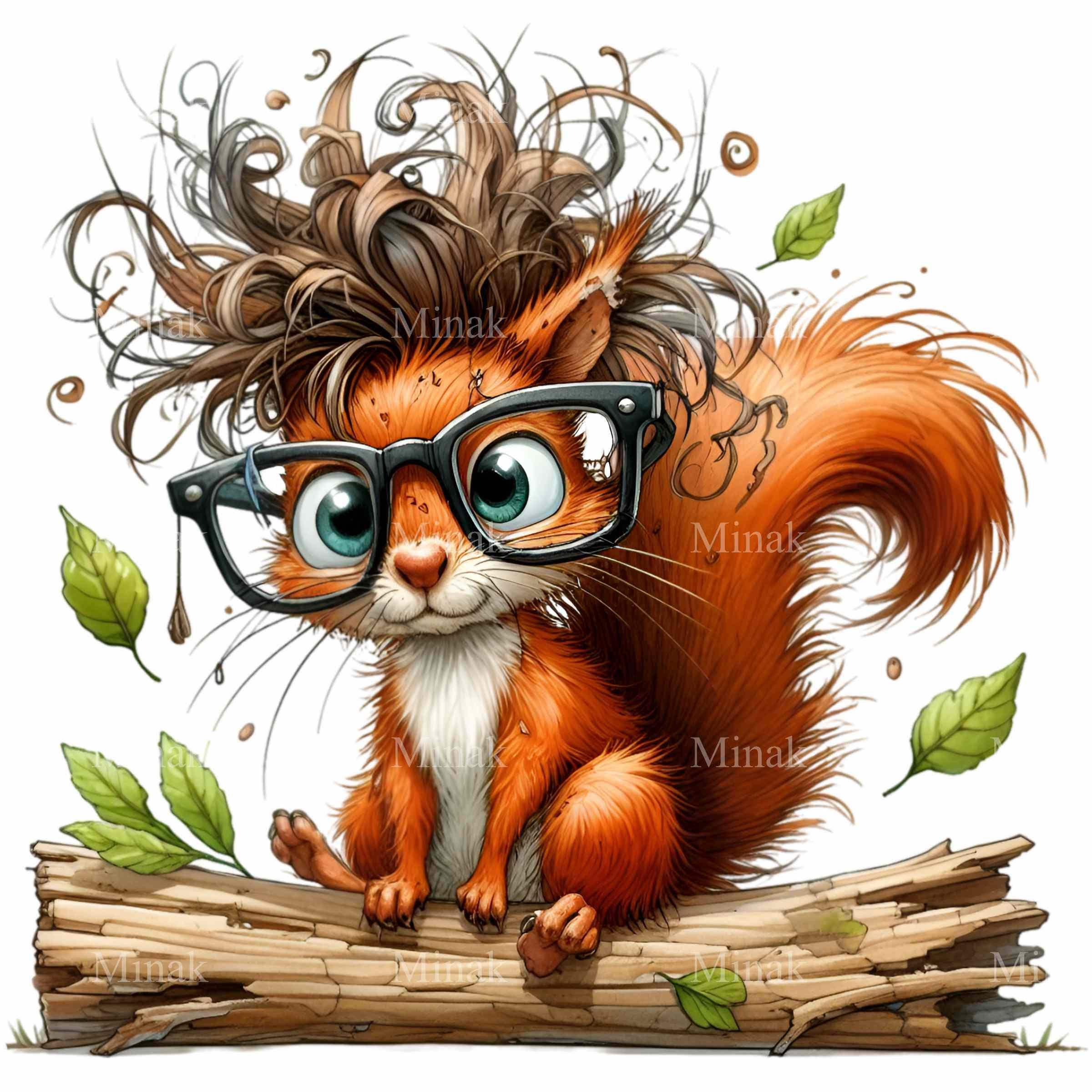 14 PNG Messy Hair Squirrel – Nerdy Squirrel PNG – Funny Autumn
