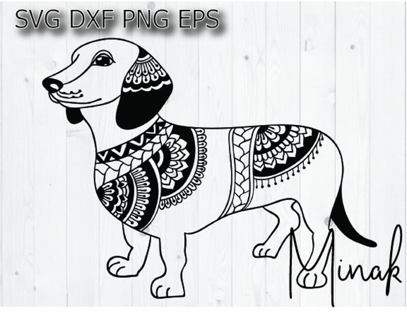 Download Dachshund Mandala Svg Wiener Dog Zentangle Puppy Doxie Mom Etsy