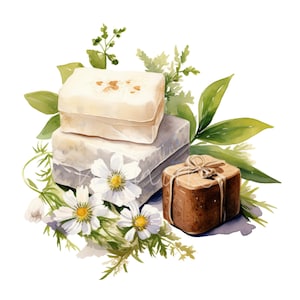 Zeep clipartbundel png, 15 aquarel handgemaakte natuurlijke zeep illustratie, illustraties, afdrukbare, digitale downloads