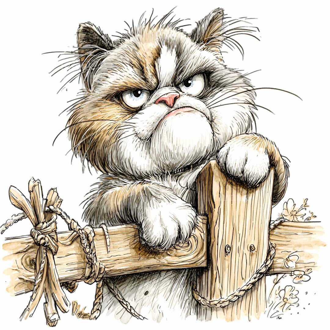 15 PNG Grumpy Cat Clipart – Angry Cat PNG – Funny Pet Illustration for ...