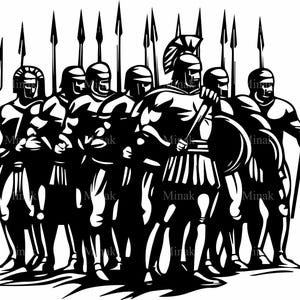 8 archivos SVG de soldados romanos antiguos, archivos de corte del ejército espartano, imágenes prediseñadas de guerreros de la legión para Cricut, Silhouette y corte láser