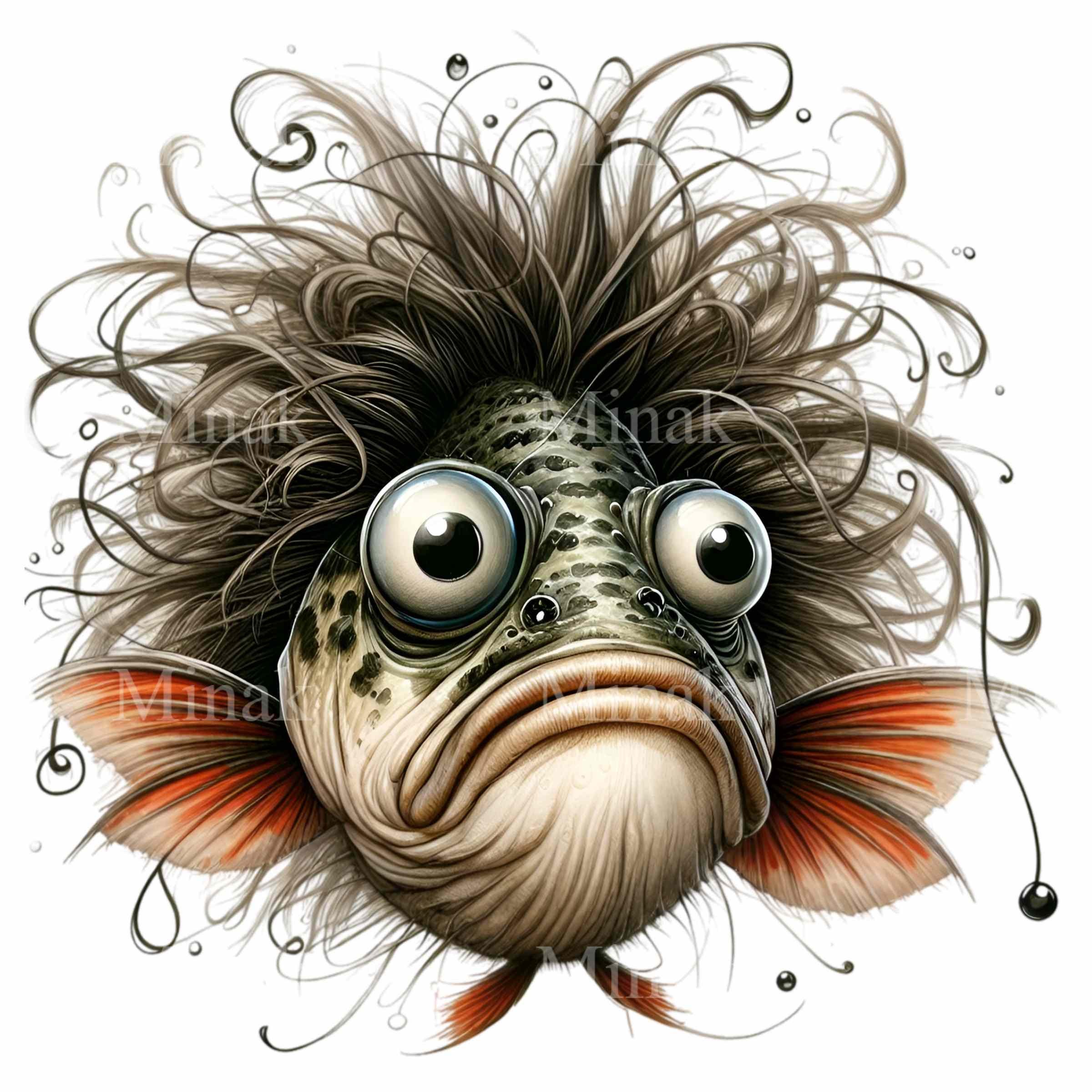 Ugrumpy Fish 14 PNG Funny Fish Clipart, Grumpy Office Nerd Graphics Work Humor ...