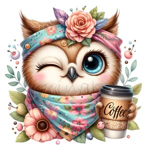 Coffee Owl Clip Art, Baby Bird Give a Wink, 15 PNG Girl Glasses ...