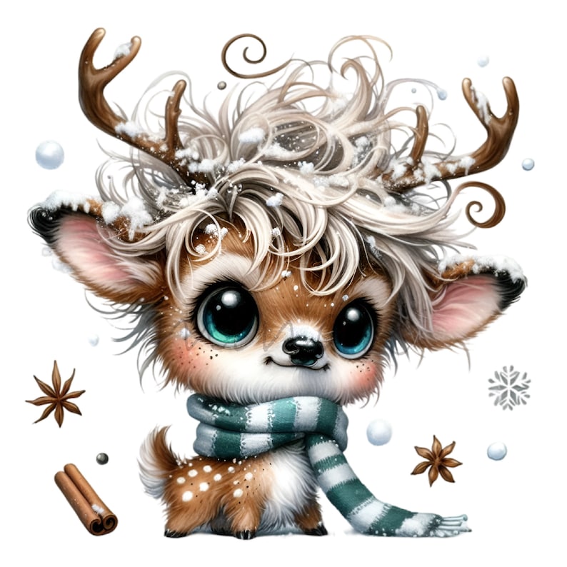 15 PNG Winter Deer Clipart – Cute Baby Reindeer Art – Woodland Animal ...