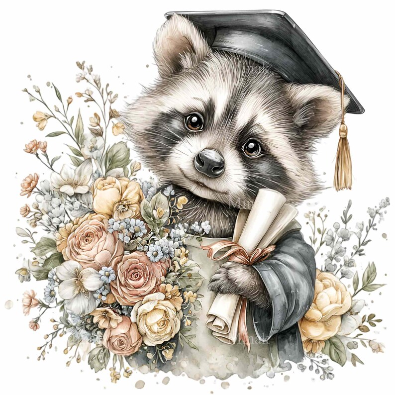 15 PNG Graduation Raccoon Clipart, Class of 2026 Senior Diploma ...