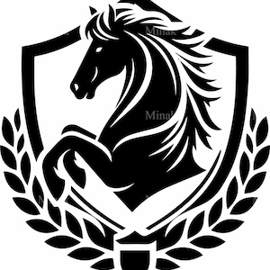 6 écusson de cheval SVG coupe fichier SVG | Silhouette de bouclier d'étalon héraldique | Vecteur d'emblème équestre pour utilisation Cricut, laser, vinyle