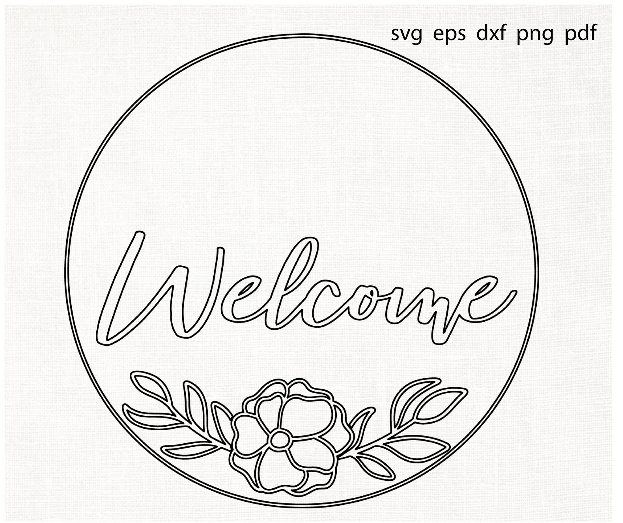 3d welcome svg round sign family name floral circle porch door | Etsy