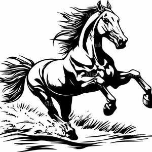 4 SVG Running Horse SVG - Silhouette d'étalon sauvage - Clipart animal de cow-boy occidental pour chemises, décalcomanies, découpes laser ou travaux manuels Cricut