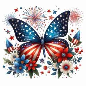 15 PNG Dateien zum 4. Juli Schmetterling Clipart - Amerikanische Flagge PNG - 4