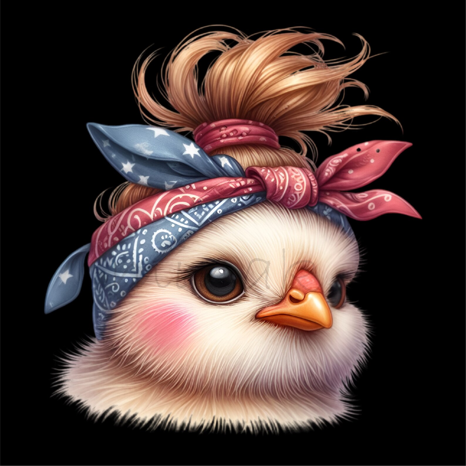 12 PNG de pollito divertido, bandana de moño desordenado, clipart de ...