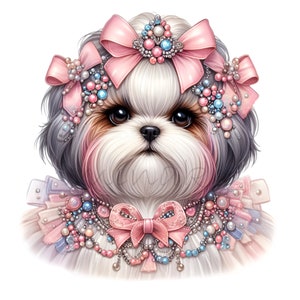 Shih Tzu Clipart, Dog Clip Art, 10 PNG Cute Puppy Mom Princess, Mother ...