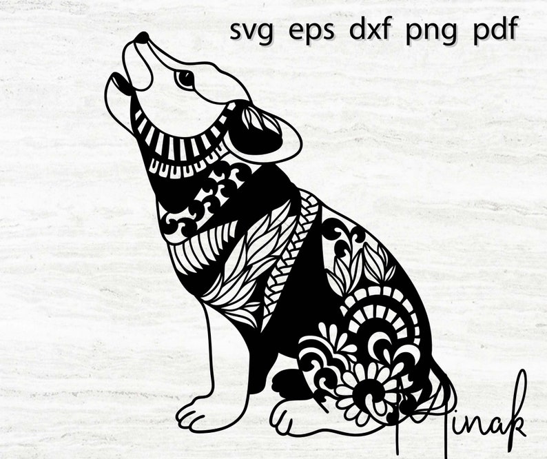Download Baby wolf in mandala style svg files for cricut zentangle ...