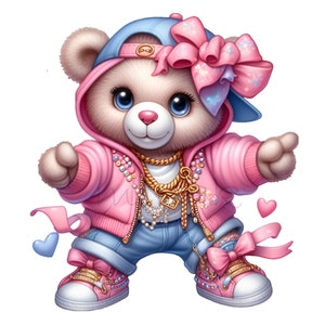 Lindo oso Clip Art, 10 PNG Dancer Clipart, Imprimible, Descargas digitales, Fabricación de tarjetas, Sublimación, Etiqueta de regalo, Diario basura, Decoración de guardería