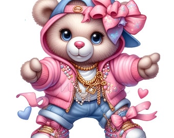 10 PNG Street Bear Girl Bling Sneakers Clipart