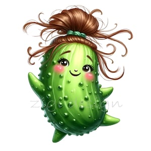 Süße Gurke PNG - 12 Cartoon Gemüse Clipart - Wunderliche Food Charakter Illustration für Kinder