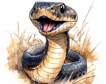 16 PNG Snake, Happy Reptile Clipart, Desert Sublimation