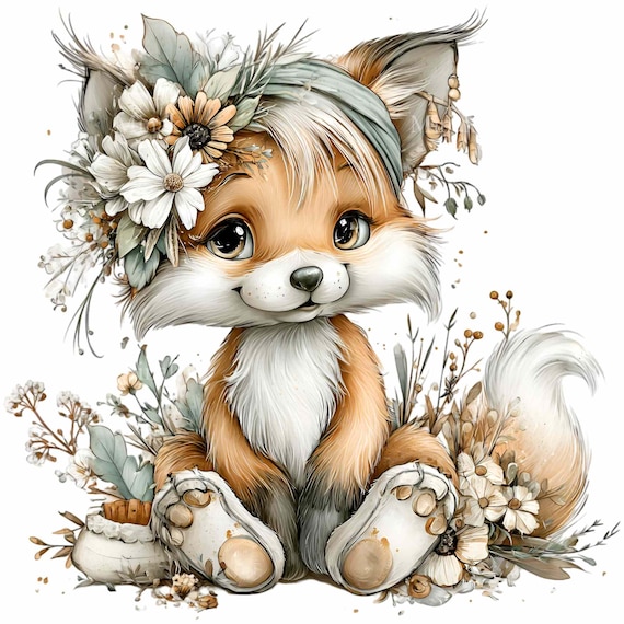 14 PNG Woodland Fox Clipart – Cute Baby Animal PNG for Fall Nursery Wall Art, Baby Shower Invitations & Kids Birthday Party Decorations