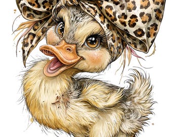 12 PNG Leopard Bow Duckling Animal Print Duck Clipart