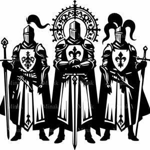 6 SVG Medieval Knights – Warrior SVG – Templar Crusader Clipart for Cricut Shirts, Gothic Decor and Heroic Crafts