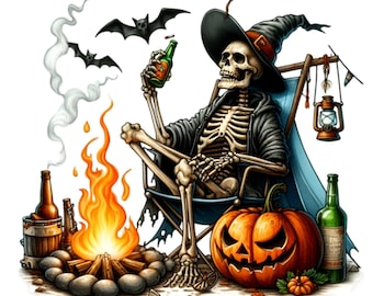14 imagens PNG de Halloween: Esqueleto, Fogueira, Bruxa e Abóbora